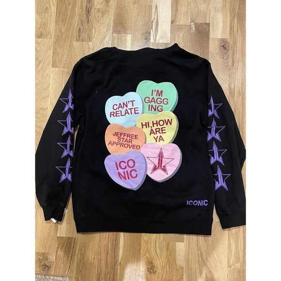 Jeffree Star Cosmetics 5 Year Anniversary Candy Hearts Hoodie Sweatshirt Black L - Picture 1 of 6
